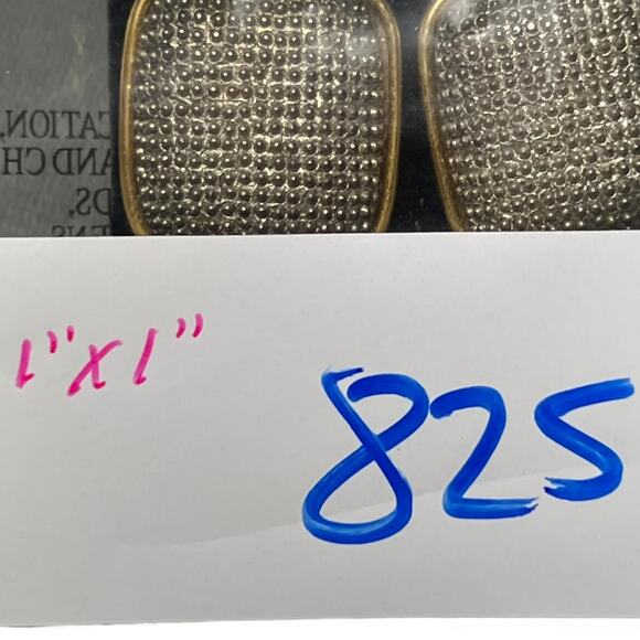 Vintage MJ Carroll Gold Tone Crystal Rhinestone Square Clip Earrings - Picture 4 of 4